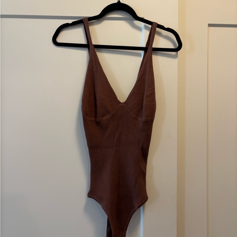 Princess Polly Chocolate Brown Sweater Tank Bodysuit